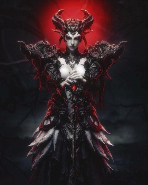 1/6 Scale Queen of the Ashen Vale Statue - Dark Fantasy Empress Figurine, Gothic Sorceress Resin Model, High Detail Collector Decor