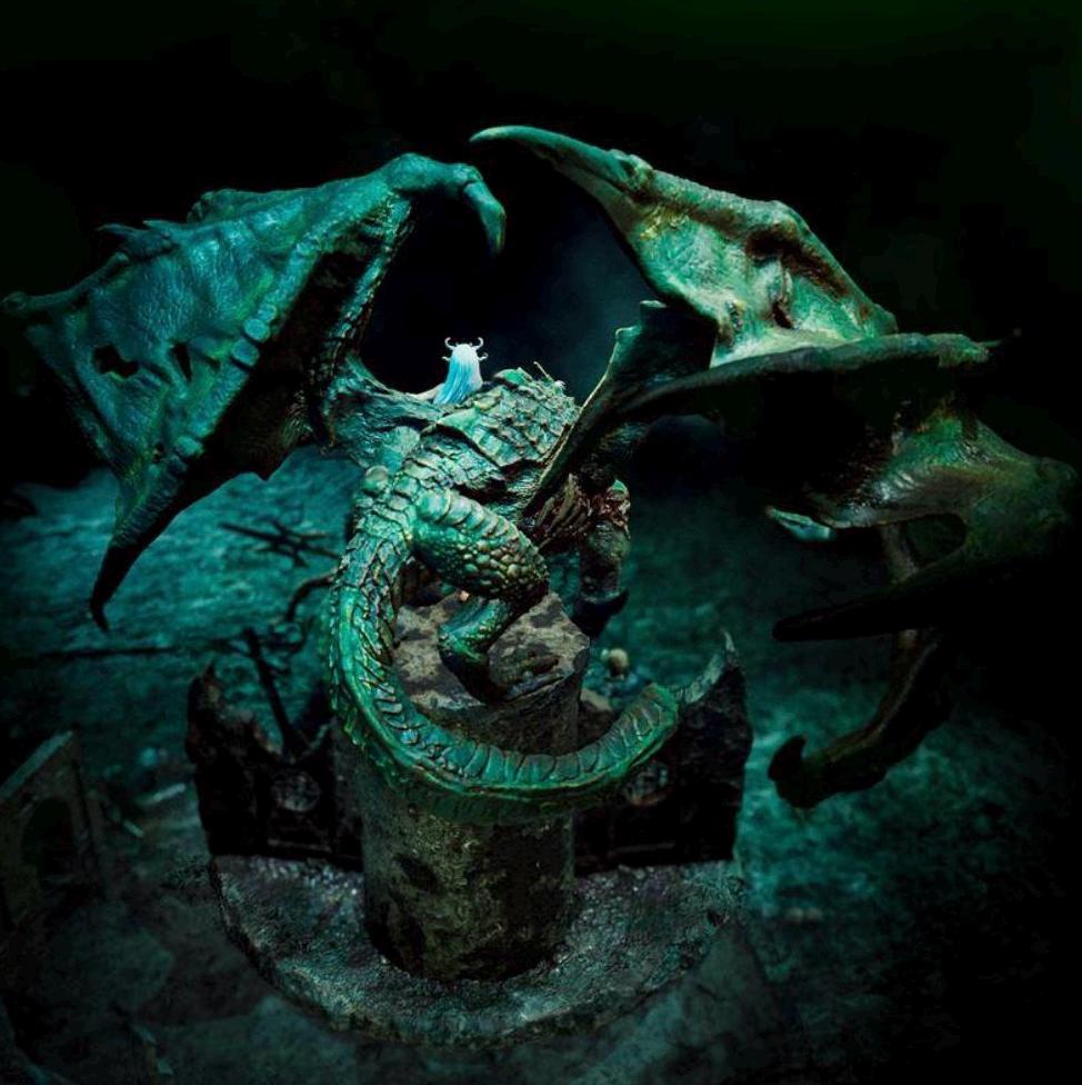 The Necromancer & Undead Dragon Diorama | 3D Printed Dark Fantasy Resin Figurine | 35cm