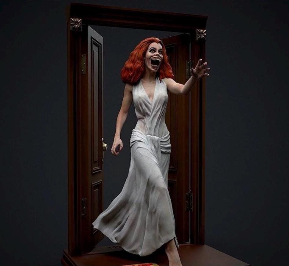 1/6 Scale Vampire Bride in Doorway Diorama | 3D Printed Horror Resin Statue | 80s Retro Monster Collectible Art Figure Decor