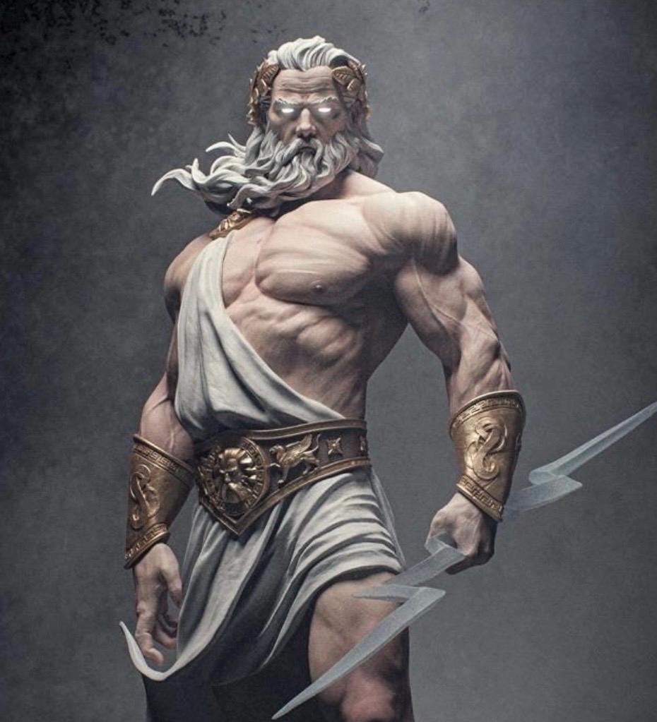 Zeus Statue Hand-Painted figurine, Greek Mythology God of Thunder Collectible 1/6