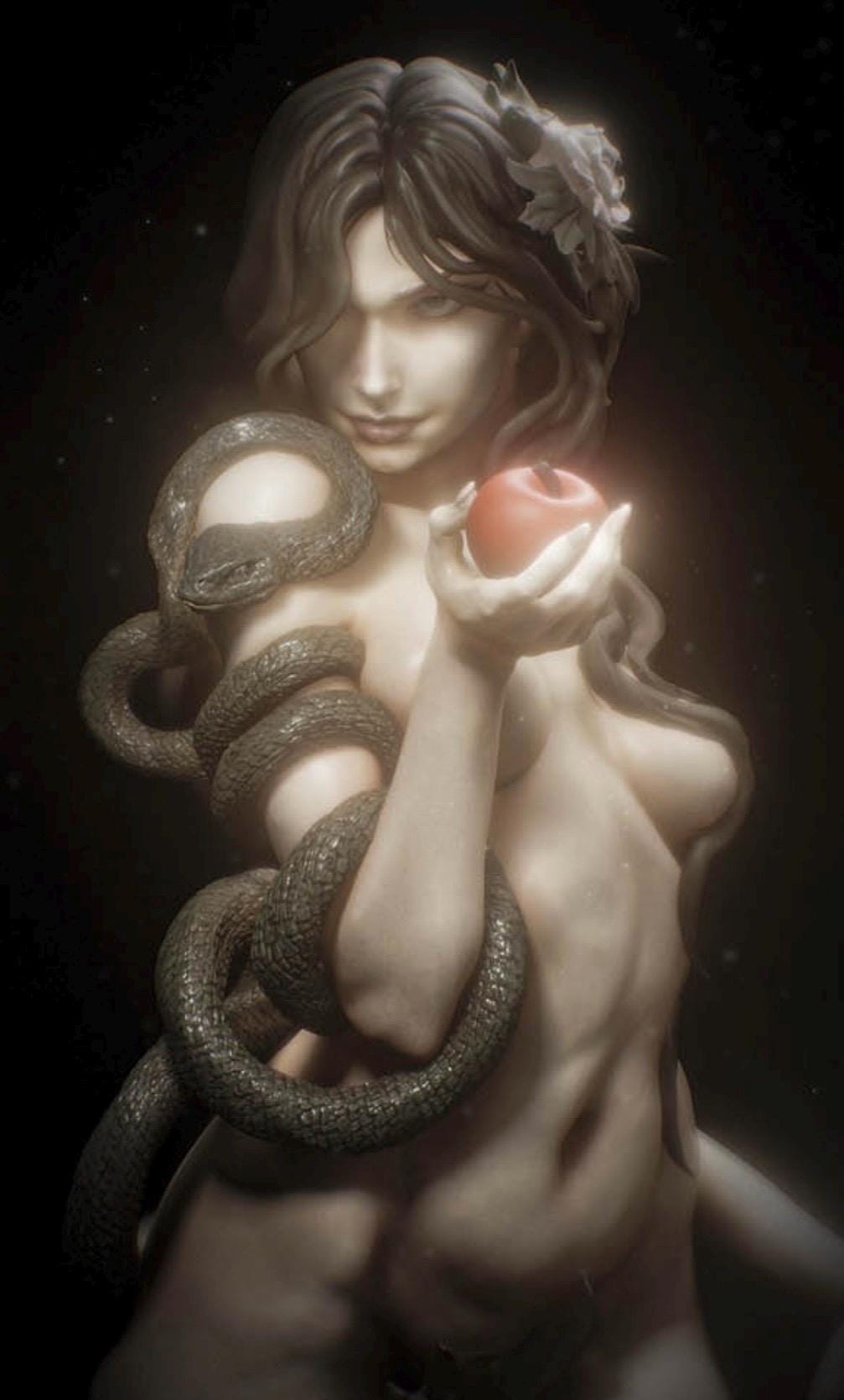Biblical Eve Resin Statue – Garden of Eden First Woman Figure, Mythological Fantasy Hand-Painted Sculpture, Classical Dark Art Decor 1/6