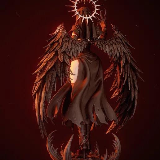 Corrupted Nun Resin Statue – Fallen Angel Gothic Priestess Figure, Hand-Painted Dark Fantasy Sculpture, Spiked Halo Occult Demoness Art 1/6