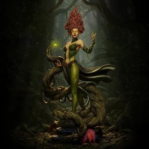 Gaia Mother Earth Resin Statue – Greek Goddess Nature Dryad Figure, Hand-Painted Forest Spirit Sculpture, Botanical Fantasy Art Decor 1:6
