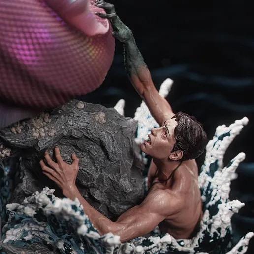 Siren and Sailor Diorama Resin Statue – Mythological Deep Sea Mermaid Figure, Hand-Painted 1/6