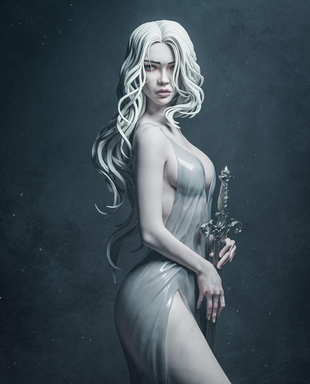 Lady of the Lake Resin Statue – Arthurian Legend Nimue Figure, Hand-Painted Excalibur Fantasy Sculpture, Mystical Water Spirit Art Decor 1/6