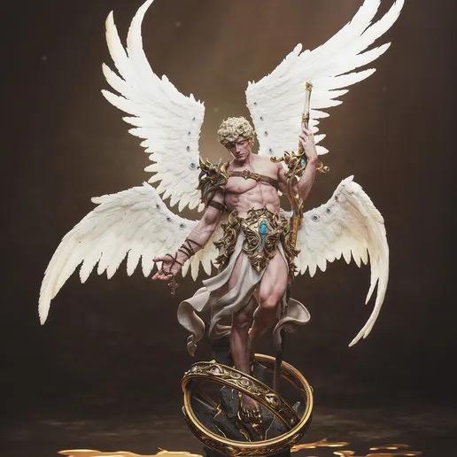 Cherubim Archangel Resin Statue – Celestial Warrior Angel Figure with Multi-Wings & Greatsword 1/6