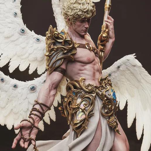 Cherubim Archangel Resin Statue – Celestial Warrior Angel Figure with Multi-Wings & Greatsword 1/6