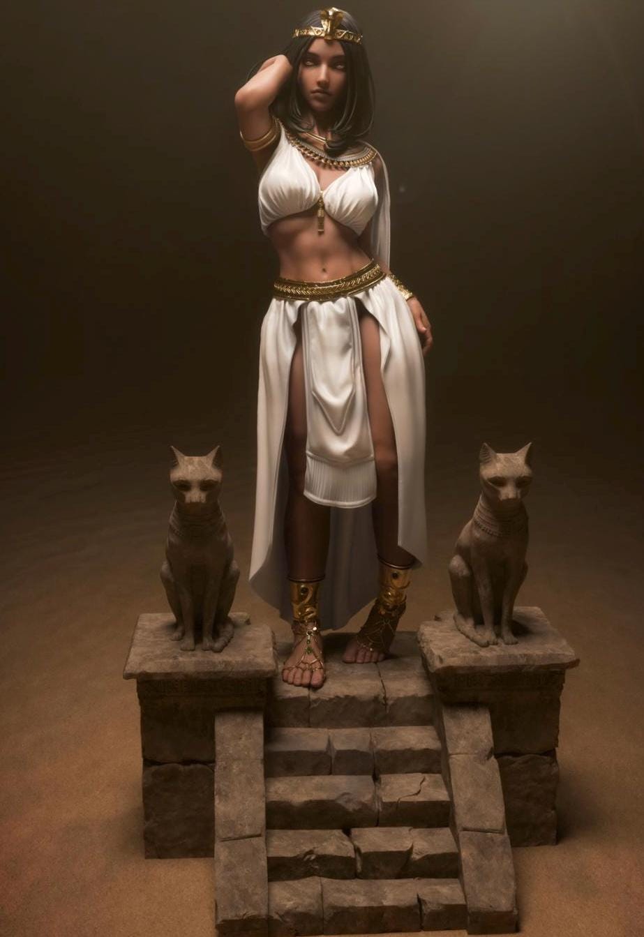Egyptian Queen Cleopatra Resin Statue – Hand-Painted 1/6