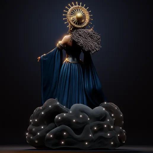 Goddess Nyx of the Night Resin Statue – Greek Primordial Deity Figure with Radiant Halo, Hand-Painted Celestial Queen 1/6