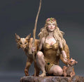 Greek Goddess Artemis Resin Statue – Olympian Goddess of the Hunt Figure with Bow, Deer & Lynx, Hand-Painted 1/6