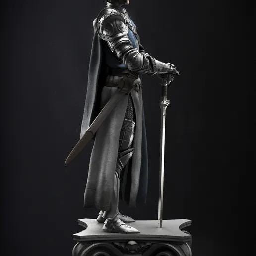 Joan of Arc Resin Statue – French Maiden Knight Figure in Gothic Plate Armor with Longsword & Fleur-de-Lis Cloak, Hand-Painted Medieval 1/6