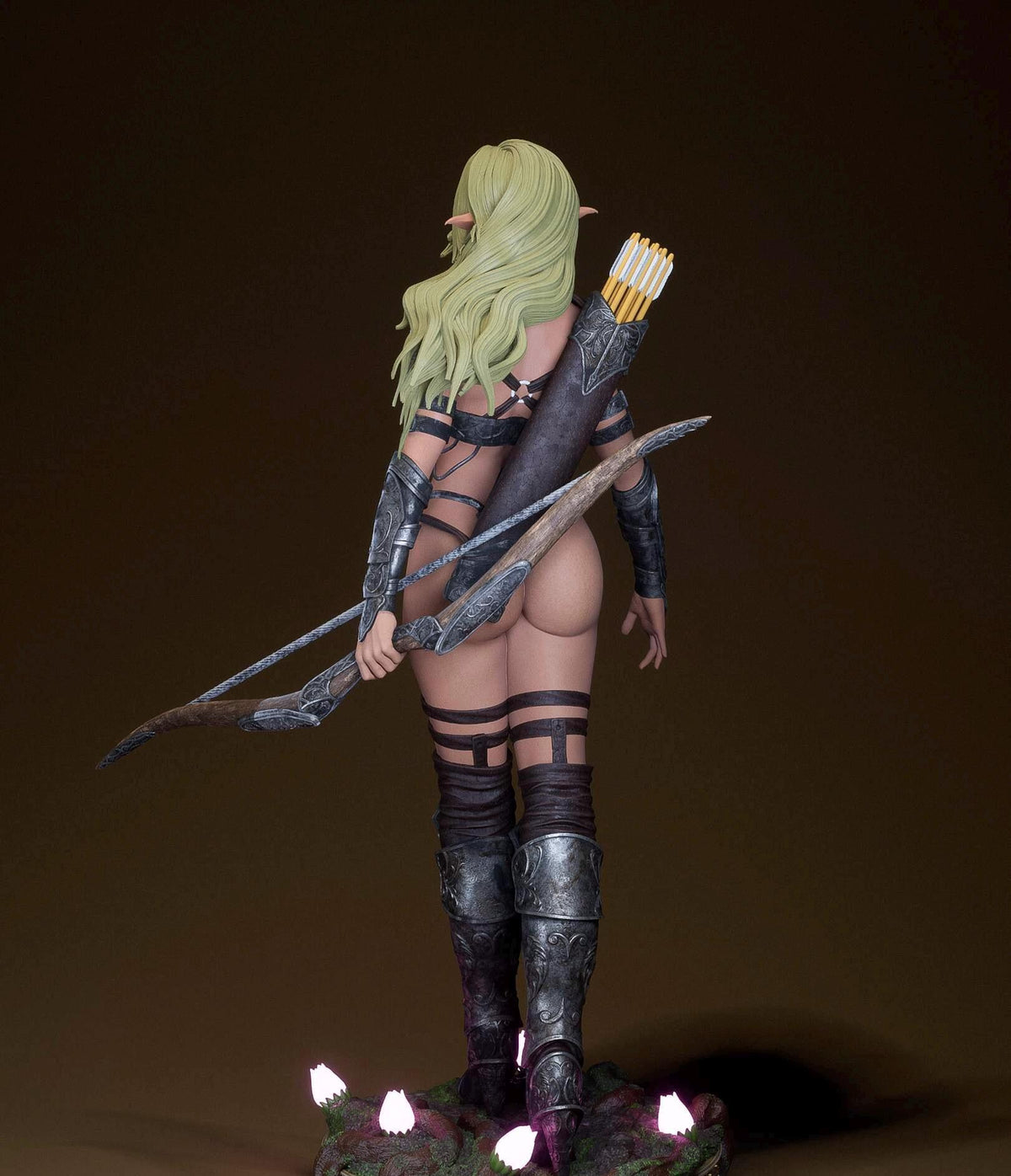 Elaria Dark Elf Assassin Maiden Resin Statue – Shadow Ranger Pin Up Figure with Bow & Dagger, Hand-Painted Fantasy Archer 1/6