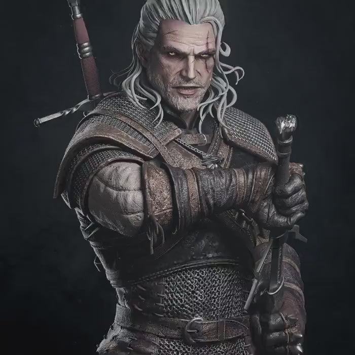 Painted Custom Figurine – Monster Slayer Geralt Warrior • 1/6 Scale or 1/4