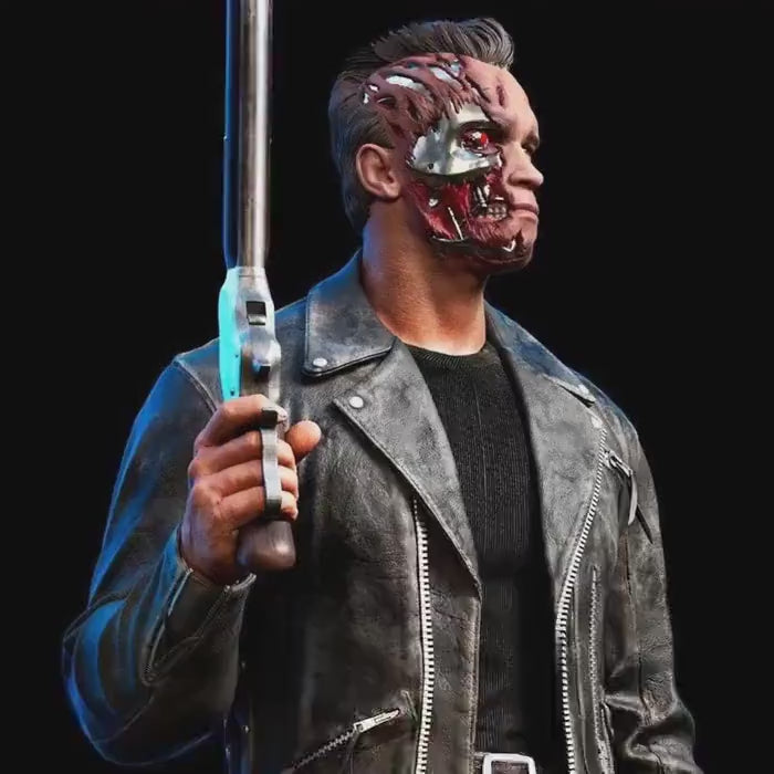 Hand-Painted Cyborg Terminator Warrior Resin Statue 1/6 Scale Battle-Damaged Sci-Fi Figurine