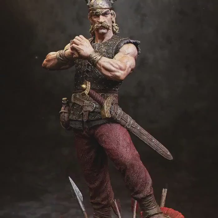 Gaulish Warrior Figurine | Handcrafted Fantasy Collectible Inspired by Ancient Legends and Comic Heroes hand painted